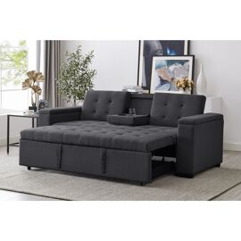 Canapé convertible 3 places en tissu gris foncé NOHO