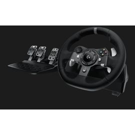Volant De Course Logitech G920 Driving Force Avec Pédales, Retour De Puissance, Volant En Acier Inoxydable, Cuir, Rotation 900°,Prise Ue, Xbox Séries X-S, One, Pc + Levier De Vitesse,6 Vitesses, Marche Arrière