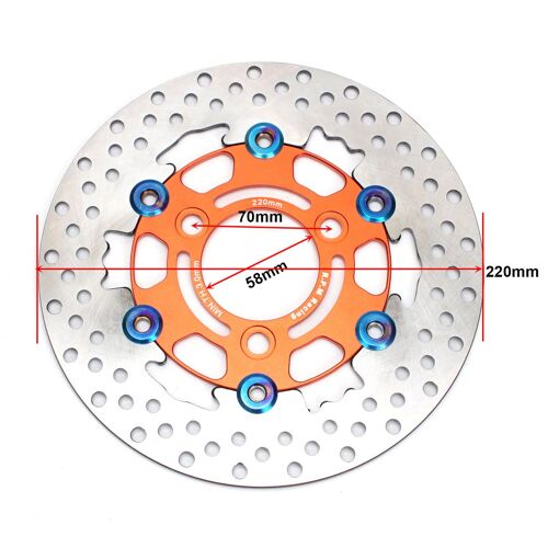 220mm Orange 3hole Frein À Disque De Roue Avant Et Arrière De Moto, Disques De Rotor D'étrier, Streetbike, Dirt Bike, Pit Bike, Rl Bike, Grom, Kawasaki, 220mm ""Nipseyteko""
