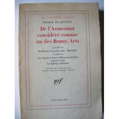 De L'assassinat Considéré Comme Un Des Beaux-Arts