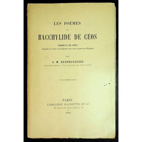 Les Poèmes De Bacchylide De Céos