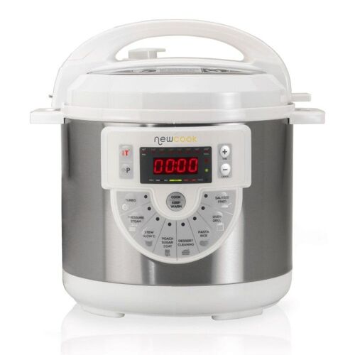 NEWCOOK Mijoteuse Électrique Programmable Delicious Blanc, Autocuiseur Électrique Multifonctionnel avec Voix, 15 Fonctions