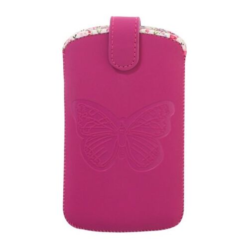 Etui Pouch Universel Vertical, Taille L Avec Papillon Embossé