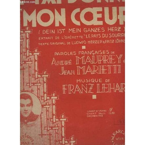 Je T'ai Donne Mon Coeur - Pour Piano.