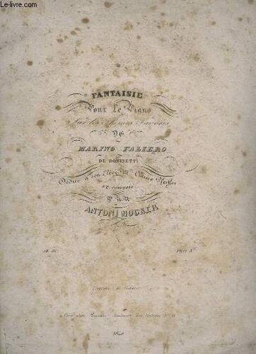 Fantaisie Pour Le Violon - Sur Les Themes Favoris De Marino Faliero.