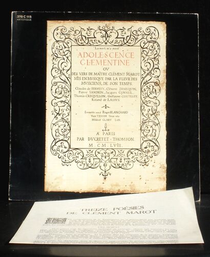 Ensemble Vocal Roger Blanchard : "Adolescence Clémentine" : Dulot, Janequin, Sandrin, Lassus...