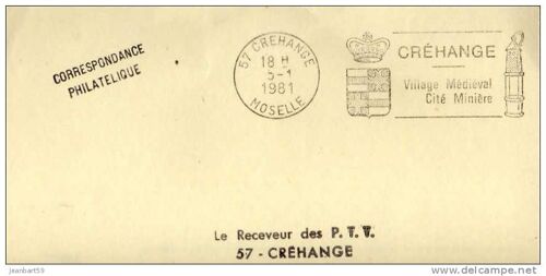 Flamme Créhange 1981 Cité Minière  Essai Receveur De La Poste