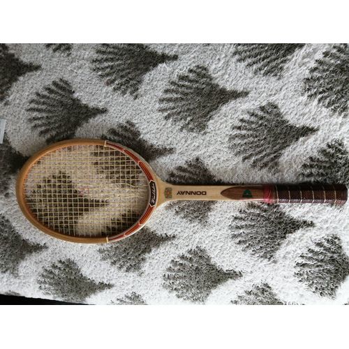Raquette De Tennis En Bois Vintage Donnay Modèle Wimbledon, Grip Cuir Et Cordage D'origine