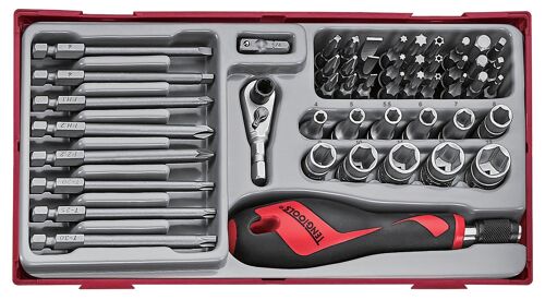Jeu d'embouts avec racagnac TT1 tray 1/4 Plat- PH- PZ- TX-- TPX- HEX- rob 49 pièces Teng Tools TTMDQ49