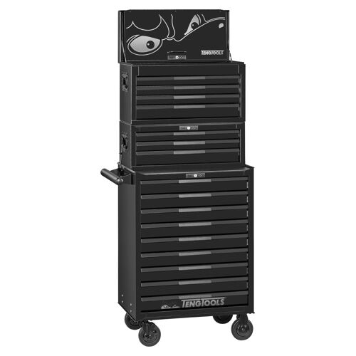 Servante à outils noire professionnelle 16 tiroirs avec 2 coffres Teng Tools TSS26B16 TSS26B16