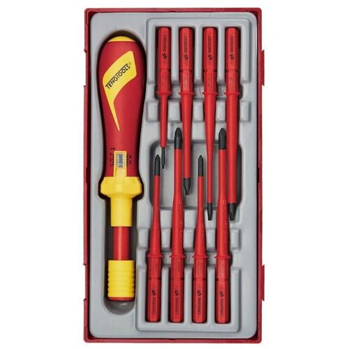 Set de tournevis dynamométriques isolés 1000V TT1 tray Plat- PH- pz 9 pièces Teng Tools TTVSD09