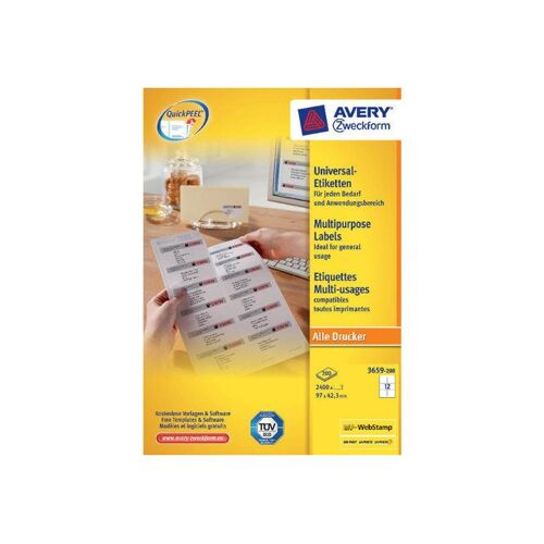 Avery Zweckform 3659 - Blanc - 42.3 x 97 mm 2400 étiquette(s) (200 feuille(s) x 12 étiquettes