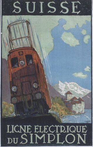 Affiche Ligne Électrique Du Simplon Suisse