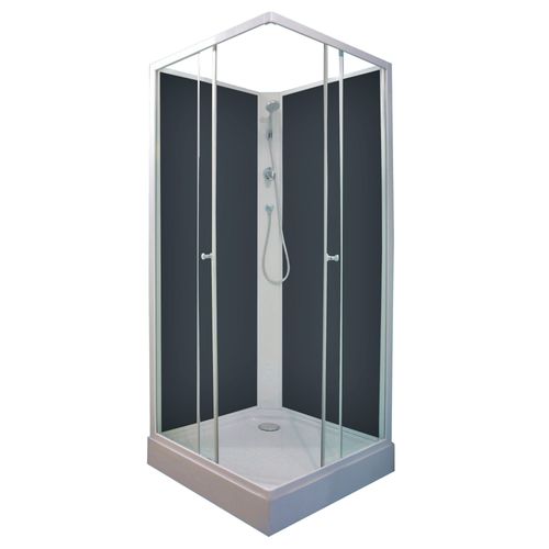 Cabine MINEA - Avec silicone - 80x80cm - Profilés aluminium - Fond gris - En kit