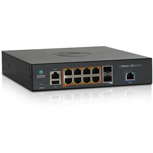 Cambium Networks cnMatrix EX2010-P - Commutateur - Géré - 8 x 10/100/1000 (PoE+) + 2 x SFP (mini-GBIC) lien montant - Montable sur rack - PoE+ (100 W) - CA 100 - 240 V
