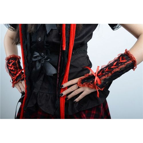 Mi Long Court Baroque Vintage Roman Steam Punk Mitaine Black Sugar Gant Dentelle Noir Lolita Gothique Lacet Rose Émo Japonais Boutique Magasin Cosplay Déguisement Costume Déguiser