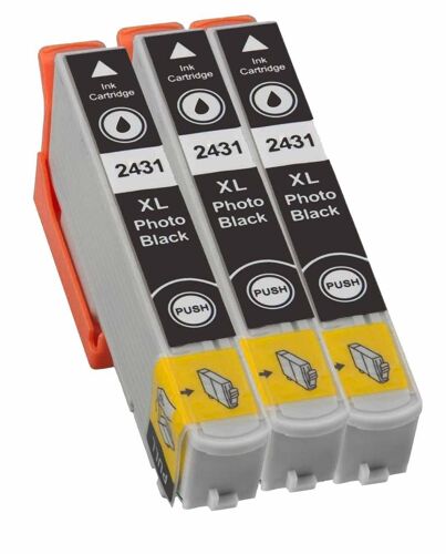 Lot de 3 Cartouches d'Encre compatible pour T 2438, T 2431 directement applicable - Epson Expression Premium XP750, XP850