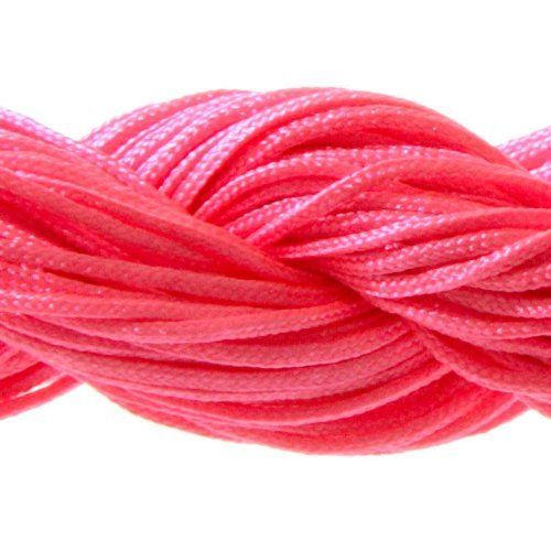 30 Mètres Fil Nylon Cordon Bijoux 1 Mm Pour Bracelet Perles Shamballa Tibétain - Rose Fluo