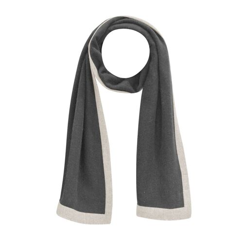 Echarpe Laine Et Cachemire Bicolore Grise Et Blanche