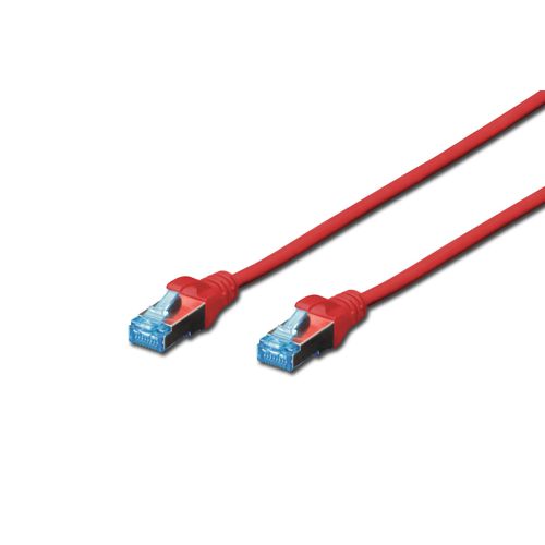 DIGITUS Câble patch RJ45 PVC AWG 26/7 CAT 5e SF/UTP Blindé Bt Bleu 0,5 m Rouge