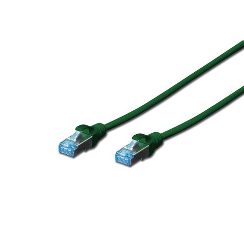 DIGITUS Câble patch RJ45 PVC AWG 26/7 CAT 5e SF/UTP Blindé Bt Bleu 0,5 m Vert