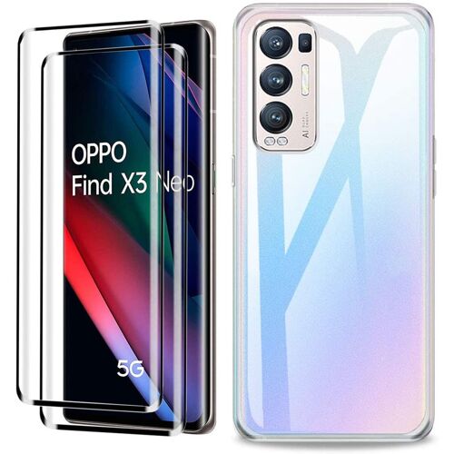 Coque Silicone Transparente + 2 Verres Trempes Pour Oppo Find X3 Neo Little Boutik®