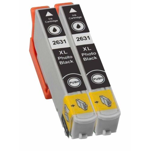 2 x Cartouches d'encres compatible pour pson T2631 Photonoir avec puce pour Epson Expression Premium XP-600 XP-605 XP-700 XP-800