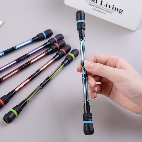 2pcs Rotating Pen Quick Drying Smooth Writing Decompression Stationery Boys Cool Finger Spinning Pen For Student Kaesi