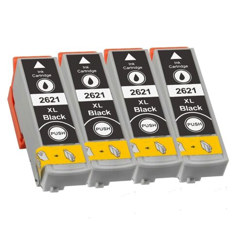 Lot de 4 Cartouches d'Encre compatible pour T 2621 directement applicable - Epson Expression Premium XP600, XP605, XP700, XP800