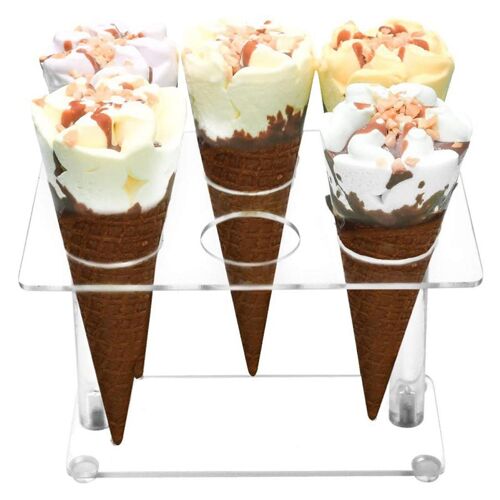 Space Saving Ice Cream Cone Holder Multifunctional Acrylic 6 Holes Sushi Waffle Snacks Cupcake Display Shelf Party Supplies Kaesi