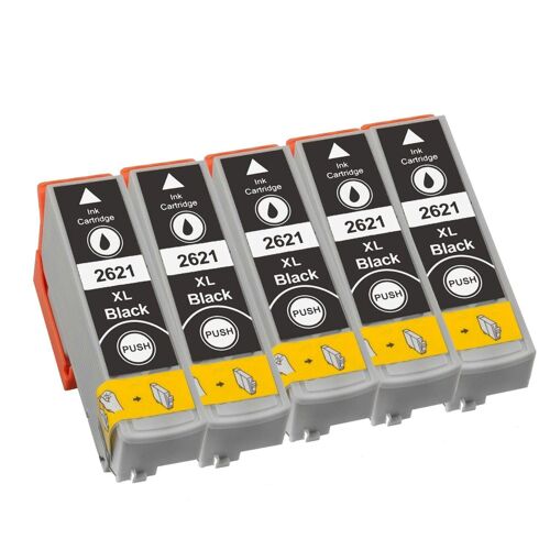 Lot de 5 Cartouches d'Encre compatible pour T 2621 directement applicable - Epson Expression Premium XP600, XP605, XP700, XP800