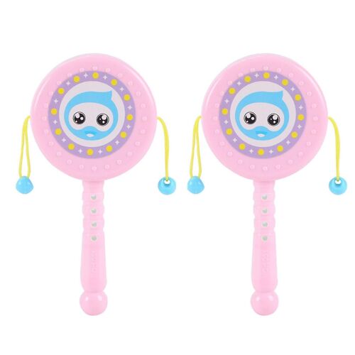 2pcs Drum-Shaped Rattle Attractive Beads Design Plastic Girls Boys Spin Toy For Kids Kaesi