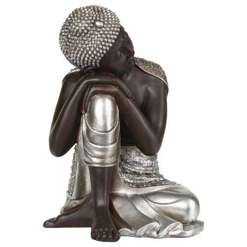 Statue Déco "Bouddha" 35cm Naturel & Argent