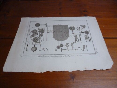 [Xviiième] Gravure Originale Ex "Encyclopedie D'alembert-Diderot", / Horlogerie (Vers 1785)