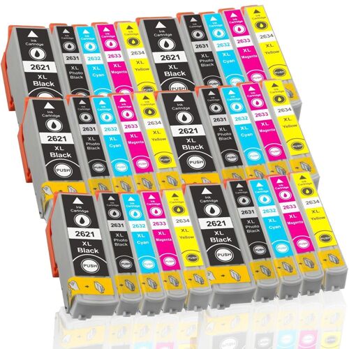 Pack de 30 Cartouches d'Encre pour Epson T2621 BK , T2631 Photonoir , T2632 C , T2633 M , T2634 Y