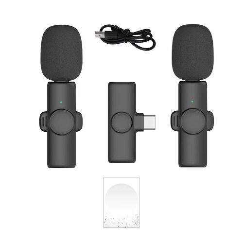 2pcs Recording Microphones No Delay 2.4g Wireless Technology Plug And Play With Receiver 20-20khz Live Broadcast Abs Lavalier Type-c Lapel Microphones