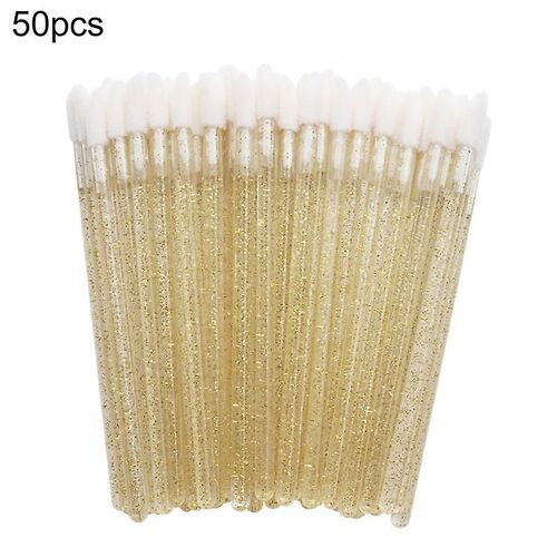50pcs Professional Lip Brush Smooth Coverage Plastic Women Fashion Lip Gloss Wand Makeup Tool 