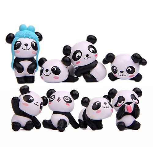8pcs / set Mignon Cartoon Panda Toy Figurines Paysage Fée Jardin Miniature Décor Kaesi