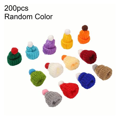 200Pcs Knitting Mini Pompon Hats Small Caps DIY Craft Christmas Decoration Toys