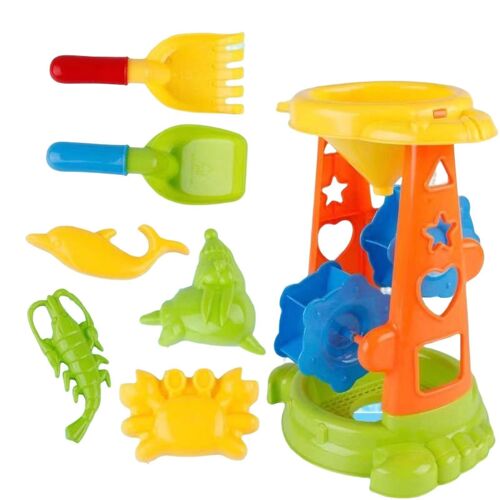 7pcs/Set Sand Digging Tools With Mold Rake Ergonomic Multicolor Interactive Hand-Eye Coordination Parent-Child Interaction Beach Toys With Hourglass O