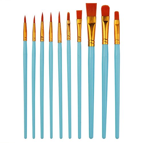 10pcs Artist Paint Brushes With Long Handle Soft Bristles Strong Absorbency Watercolor Round Pointed Multifunction Artists Paint Brush Set