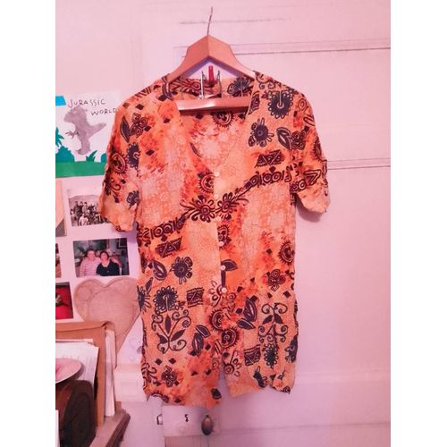Chemise Jaune Marron 42 Xl La Boutique Vintage Années 90.