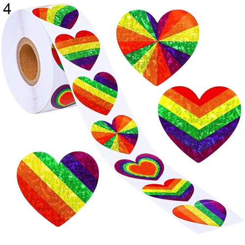 1 Roll Of Heart-shaped 8 Patterns Stickers Adhesive Labels Valentine's Day Gift