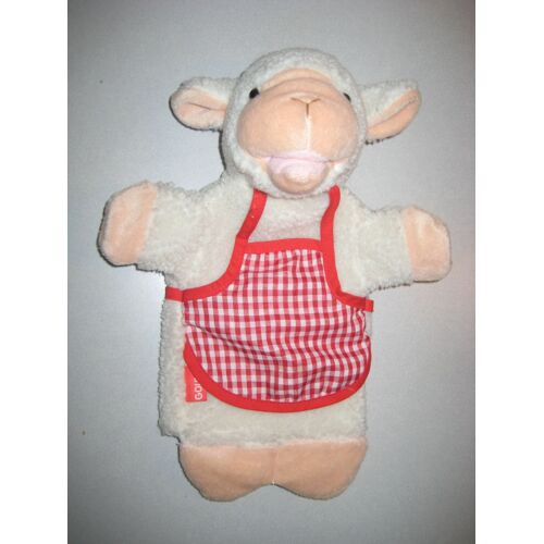 Marionnette Doudou Brebis Mouton Tablier Vichy Rouge Goula 29 Cm