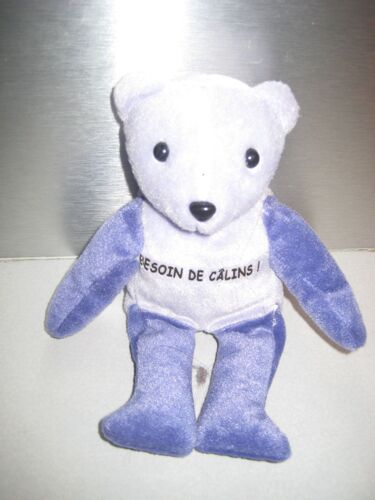 Doudou Peluche Ours Souriant Mauve Violet Besoin De Câlins ! 20 Cm