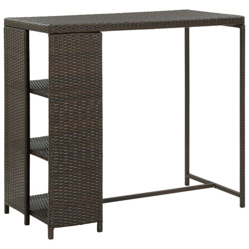 Vidaxl Table De Bar Avec Rangement Marron 120x60x110 Cm Résine Tressée