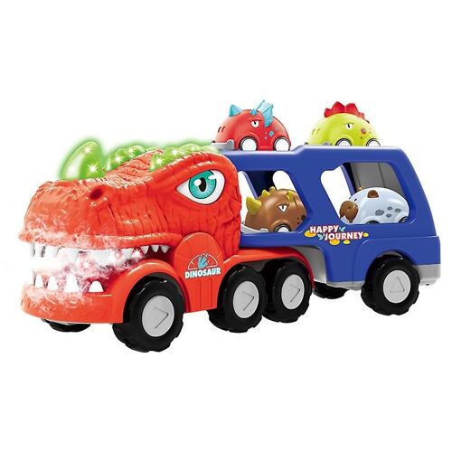 1 Set Spray Dinosaur Toys Detachable Body Double Storage Cool Lights Analog Sound Inertial Design Entertainment Abs Smoke Double-Decker Dinosaur Cars