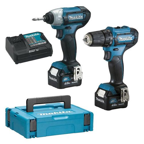 Ensemble de 2 machines Makita CLX224SMJ - Perceuse Visseuse - Visseuse à chocs - 2 batteries 4,0Ah - 1 chargeur