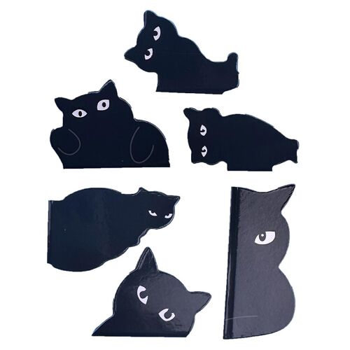 6pcs Stationery Bookmark Adorable Appearance Cartoon Magnet Black Cat Bookmark Student Supply Kaesi