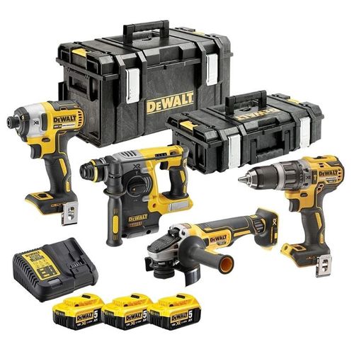 Pack 4 machines Brushless XR 18V DEWALT DCK422P3T-QW - 3 bat Li-Ion 5Ah + chargeur + coffret TSTAK